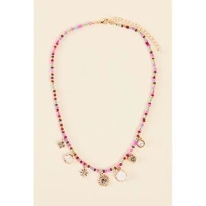 Pink Lily Pink Multi Beaded Sealife Charm Necklace